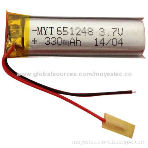Small 330mAh Lithium Polymer Battery for Wireless Bluetooth Speakers/Looking-glasses/LEDs/Headphones